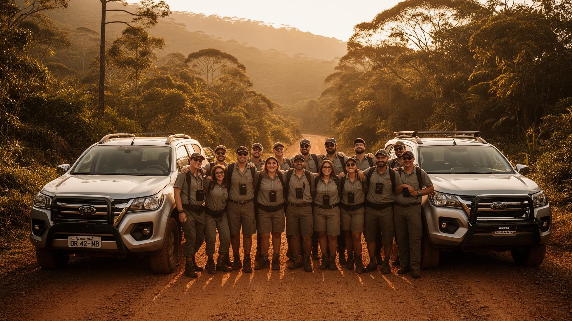 Equipe da Lino Tour com caminhonetes 4x4 em Monte Verde